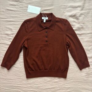 COS Brick-Red Polo Knit Top